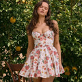 Elegant Floral Print Tulle Floral Dress