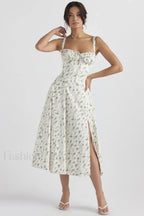 Elegant Floral Side Split Floral Dress