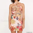 Hollow Halter Mini Dress