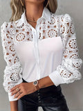 Elegant Lace Patchwork White Blouse