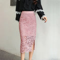 Elegant Lace Skirt with Double Slits Slimming Plus Size Skirt