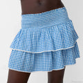 Elegant Layered Plaid Summer Skirt