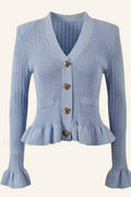 Elegant Lotus Leaf Hem Knit Cardigan