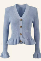 Elegant Lotus Leaf Hem Knit Cardigan