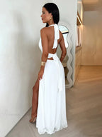 Elegant Maxi Long V Neck Vacation Dress