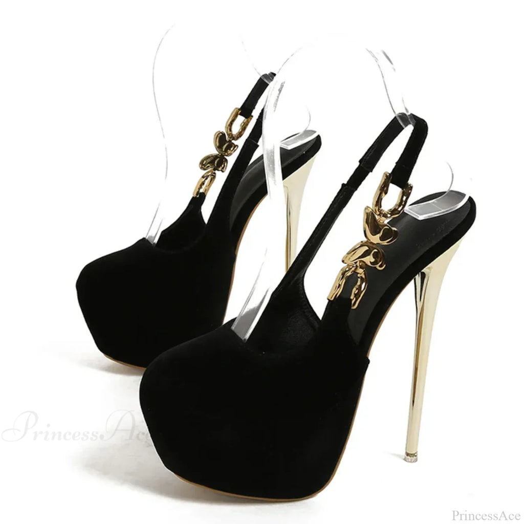 Elegant Metal Butterfly-Chain Back-Strap Extreme High Platform Prom Wedding Sexy Pumps High Heel