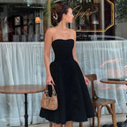 Elegant Midi Waist Wrap A-line Vacation Dress