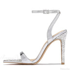 Elegant Party Sandals Wedding Banquet Shoes Crystal Rhinestones Pointed-Toe Stripper High-Heels Gold High Heel