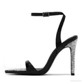 Elegant Party Sandals Wedding Banquet Shoes Crystal Rhinestones Pointed-Toe Stripper High-Heels Gold High Heel