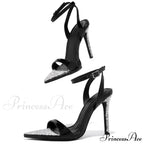 Elegant Party Sandals Women Wedding Banquet Shoes Crystal Rhinestones Pointed Toe High Heels Gold Sandalias