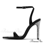 Elegant Party Sandals Women Wedding Banquet Shoes Crystal Rhinestones Pointed Toe High Heels Gold Sandalias