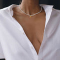 Pearl Embellished Beaded Choker Necklace - White