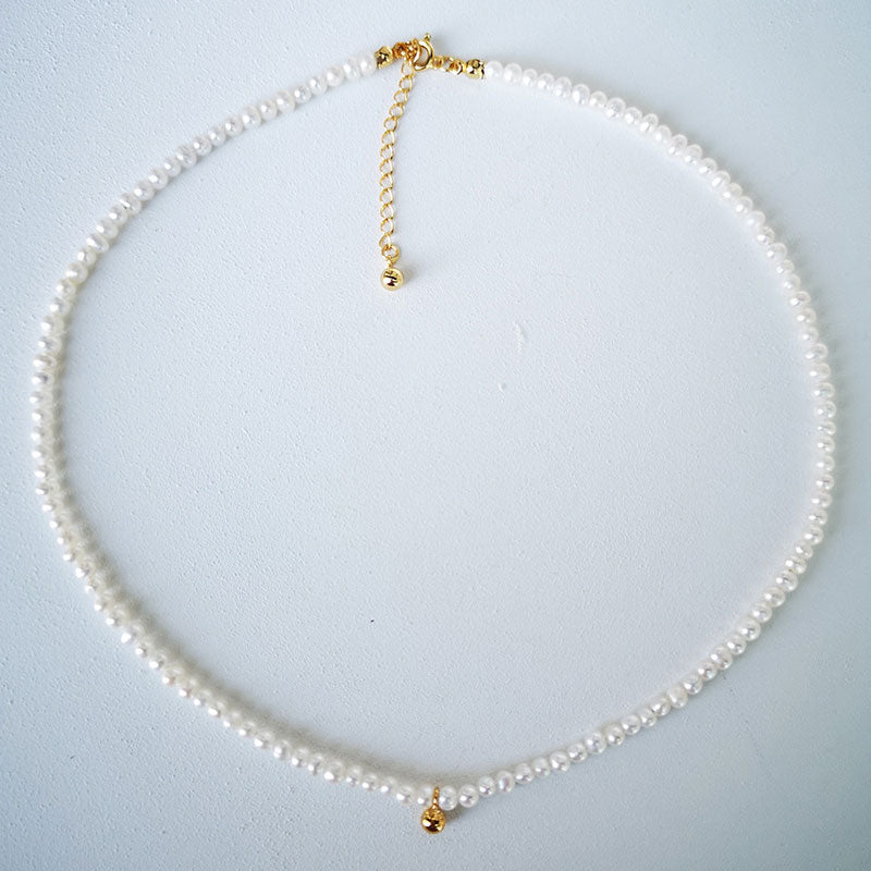 Pearl Embellished Beaded Choker Necklace - White