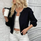 Elegant Pearls Long Sleeve Knit White Cardigan