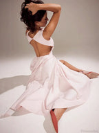 Elegant Pleated A-line Vacation Dress
