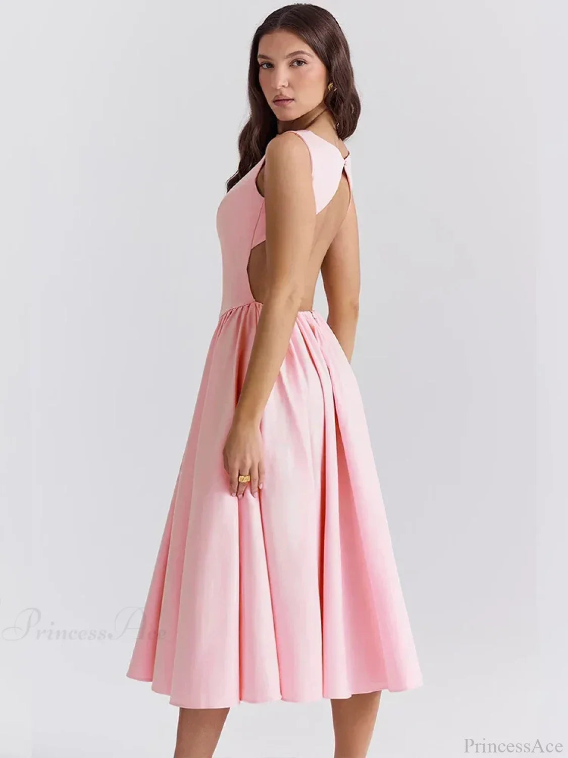 Elegant Pleated A-line Vacation Dress