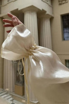 Elegant Satin Tie-Waist Loose Long Sleeve Blouse