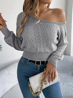 Elegant Slash Neck Off Shoulder Sweater