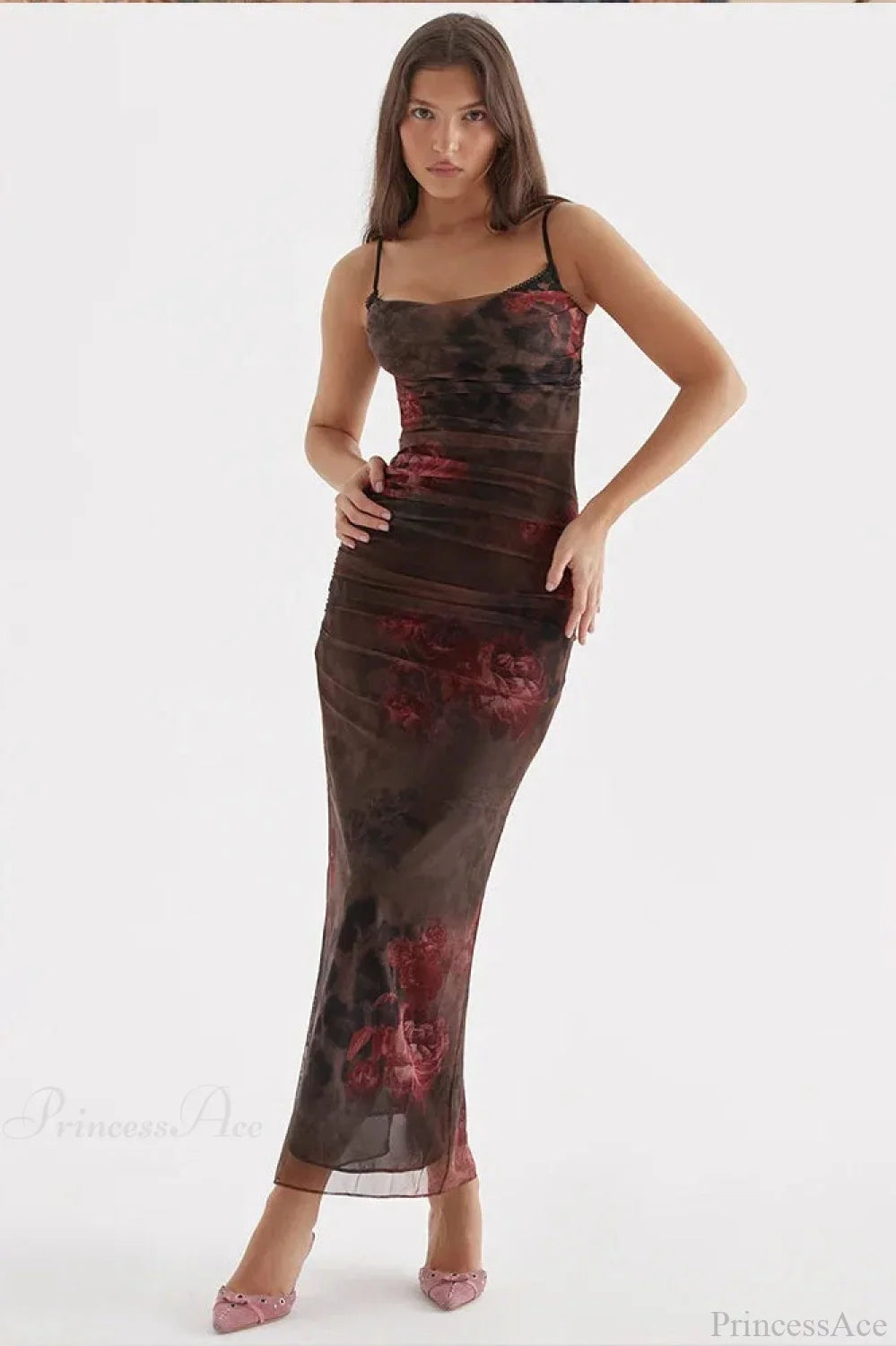 Elegant Split Print Maxi Vacation Dress