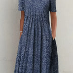 Elegant Spring Summer Round Neck Printed Floral Dress