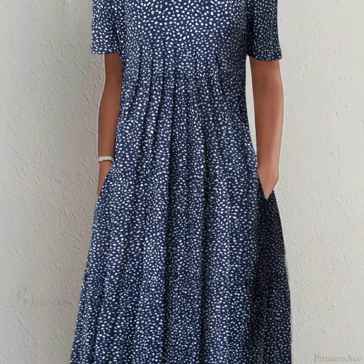 Elegant Spring Summer Round Neck Printed Floral Dress
