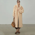 Elegant Standing Collar Faux Fur Mink Overcoat