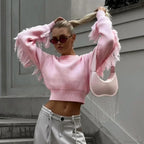 Elegant Tassel Patchwork Pullover Sweater