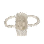 Elegant Hand-Woven Pearlized Beaded Clutch Bag - White