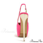 Elegant Women Wedding Banquet Prom Shoe with Metal Butterfly Chain Back Strap - Size 42