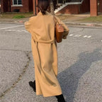 Elegant Woolen Belted Long Overcoat