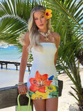 Elegant Y2K Flower Print Backless Bodycon Dress