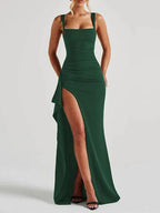 Elena Draped Spaghetti Maxi Dress