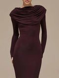 Elena Ruched Long Sleeve Maxi Dress