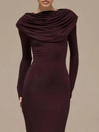 Elena Ruched Long Sleeve Maxi Dress