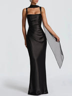 Elena Ruched Square-Neck Maxi Dress