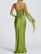 Elena Ruched Square-Neck Maxi Dress