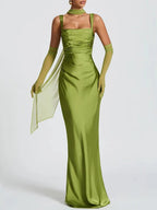 Elena Ruched Square-Neck Maxi Dress