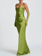 Elena Ruched Square-Neck Maxi Dress