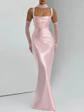 Elena Ruched Square-Neck Maxi Dress