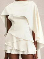 Elise Cape Ruffle Mini Dress