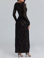 Elise Lace Thigh Split Maxi Dress