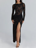 Elise Lace Thigh Split Maxi Dress