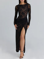 Elise Lace Thigh Split Maxi Dress