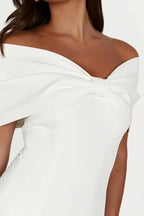 Off Shoulder Bow Detail Bodycon Mini Dress