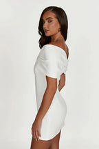 Off Shoulder Bow Detail Bodycon Mini Dress