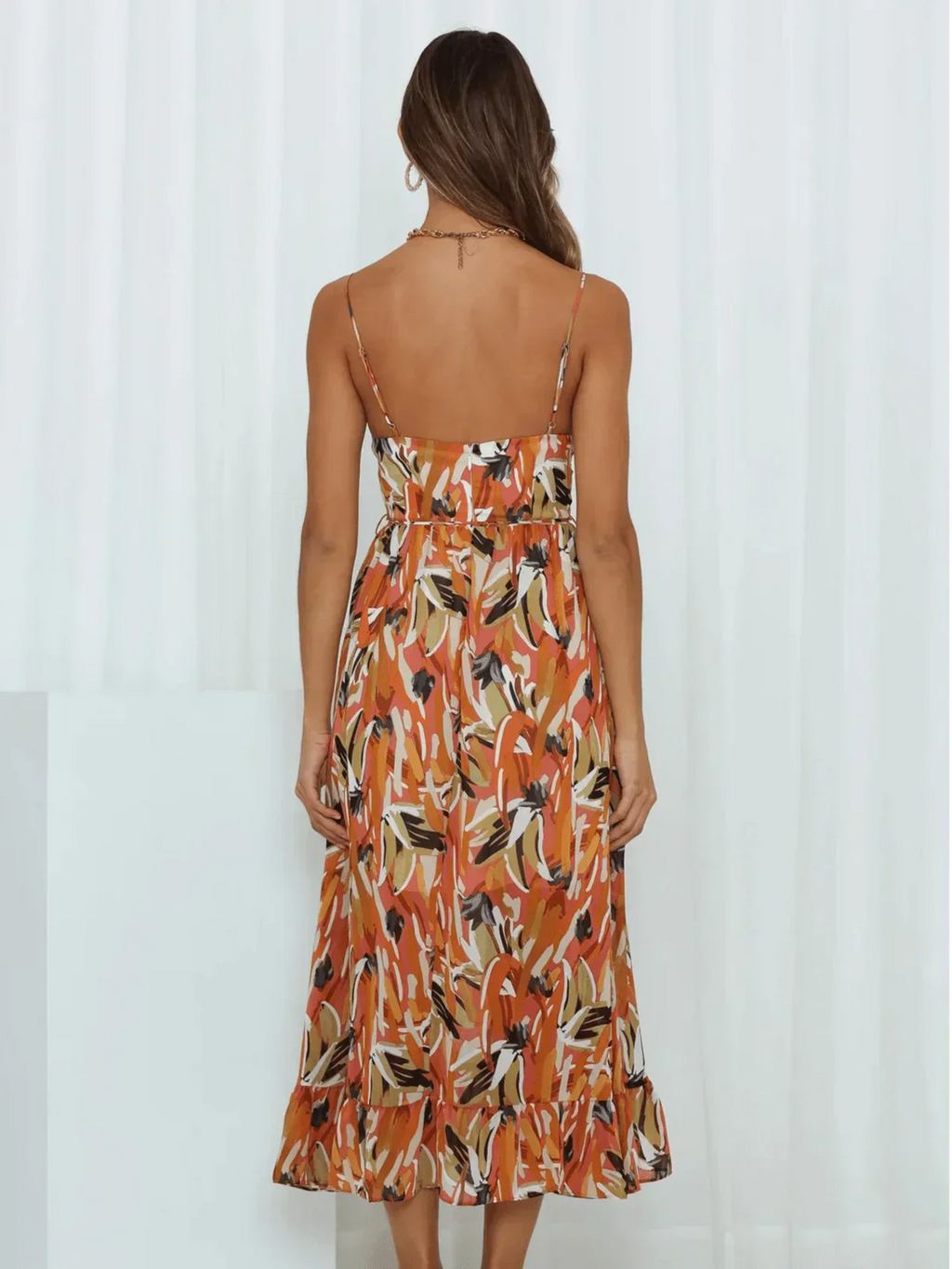 Lorena Statement Premium Chiffon Midi Dress Elevated Occasion Wear
