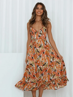 Lorena Statement Premium Chiffon Midi Dress Elevated Occasion Wear