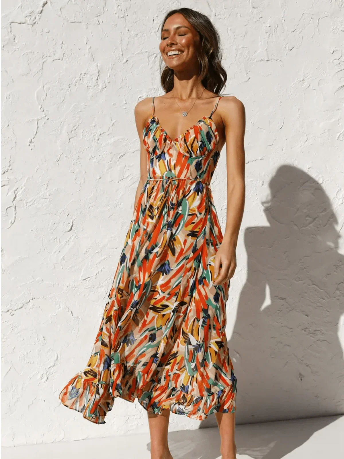 Lorena Statement Premium Chiffon Midi Dress Elevated Occasion Wear