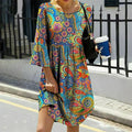 Leonor Boutique Bohemian Dress with Floral Print Chic Silhouette Collection
