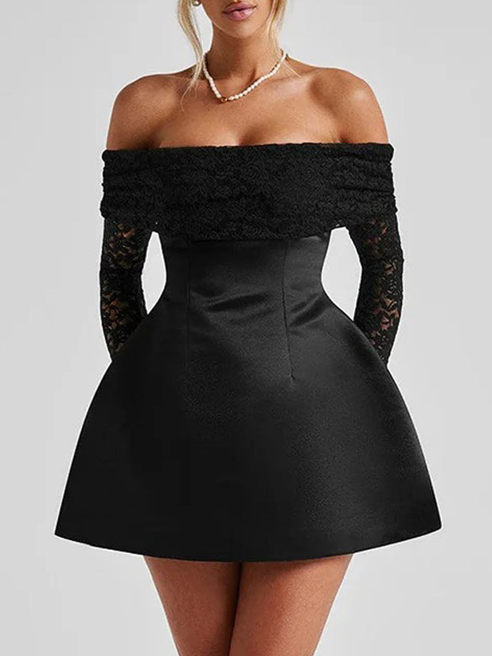Elodie Off Shoulder Lace Mini Dress